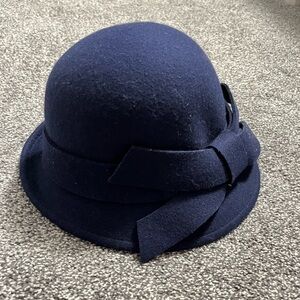 Women’s Navy Wool Cloche Hat Winter Fedora